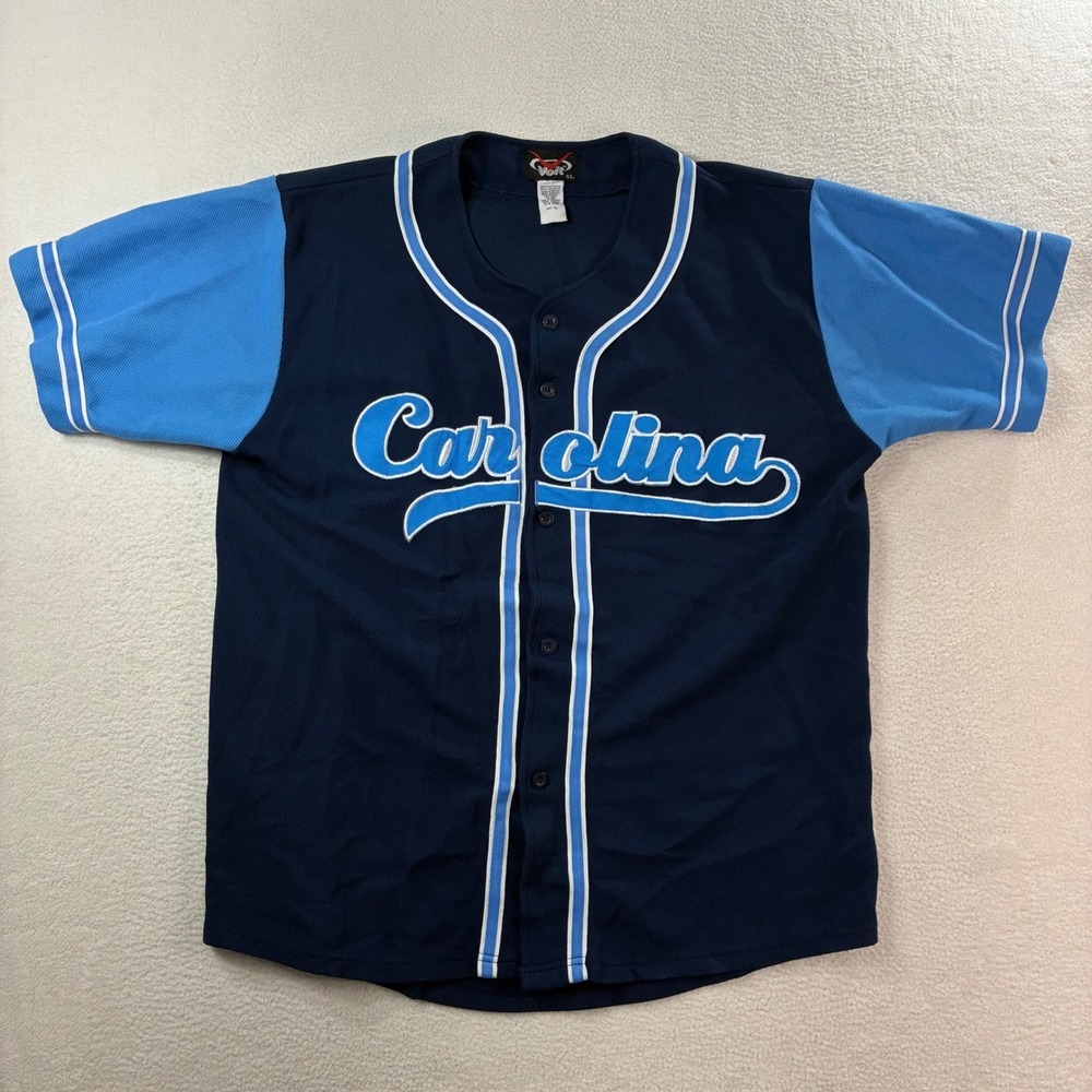 Vintage North Carolina Tar Heels Baseball Jersey Men XL Blue University Y2K Voit